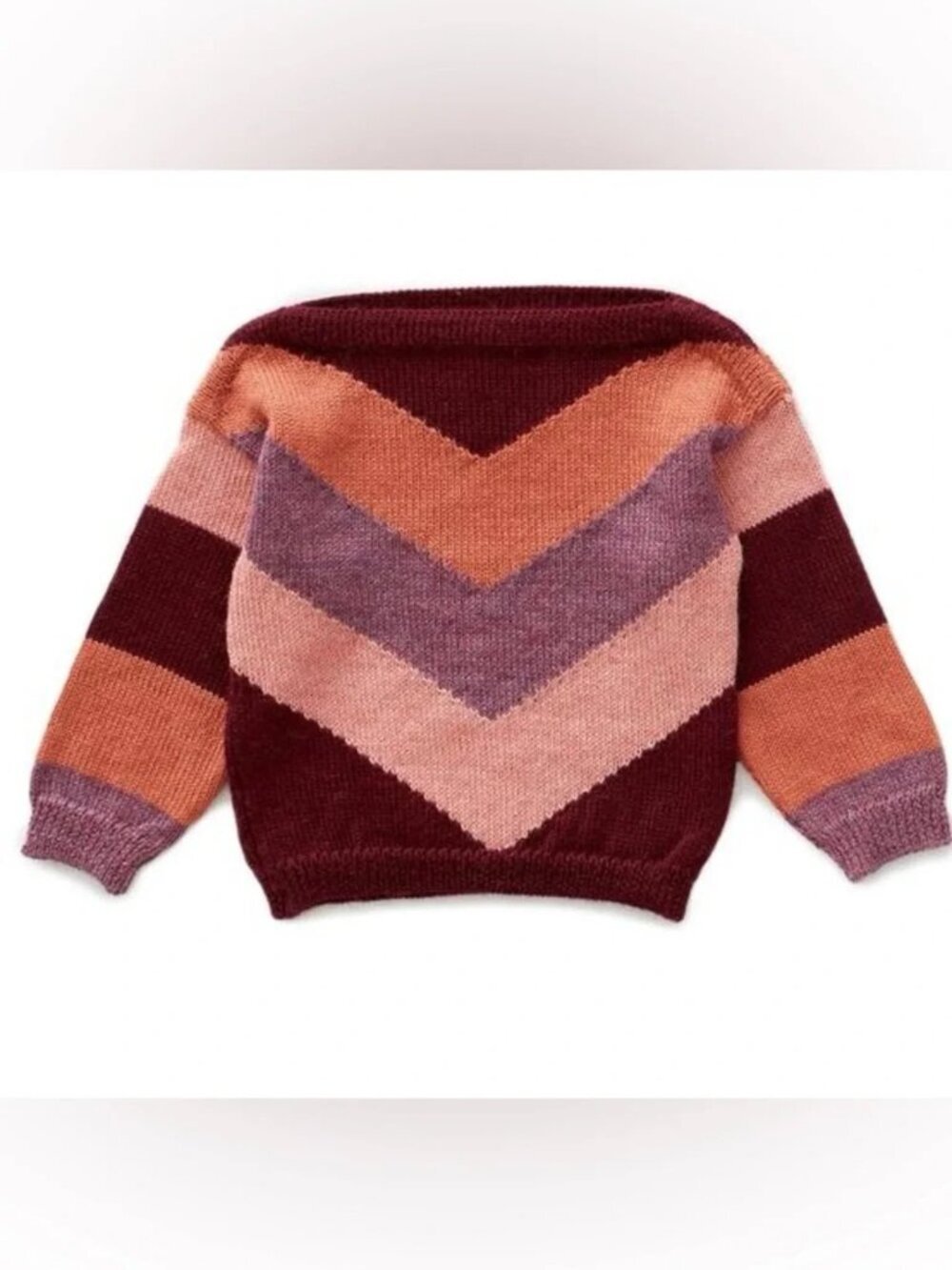 OEUF - Chevron Knit Sweater - Multi Color 100% Alpaca wool size 12 Months